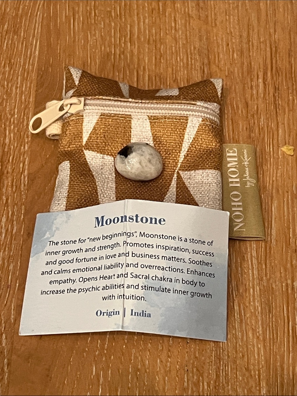 Boho Home Moonstone Pouch Bracelet Accent - Tan and White